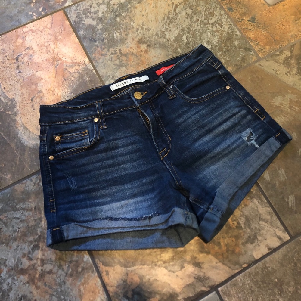 Celebrity Pink Denim Dark Wash Honey Jean Shorts